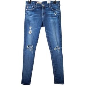 AG Adriano Goldschmied The Legging Ankle Super Skinny Distressed Jeans Size 28R